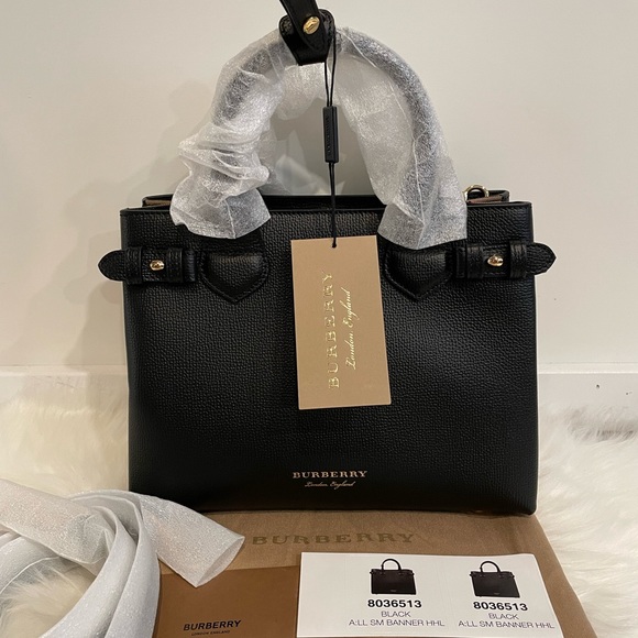 Burberry Bags Burberry Small Banner Black Leather Cross Body Bag